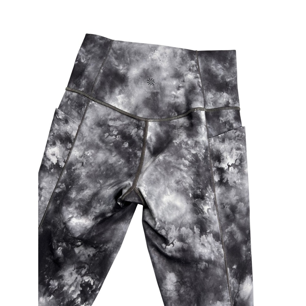Athleta‎ Tie Dye Cropped Leggings Black Gray White Activewear Athleisure Size S